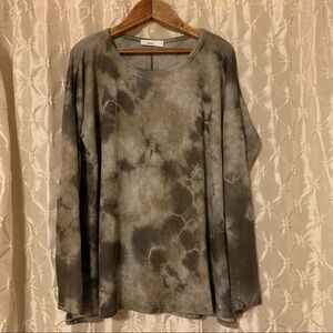 TALULAH Olive and Charcoal Tie-Dye Long Sleeve Sweatshirt